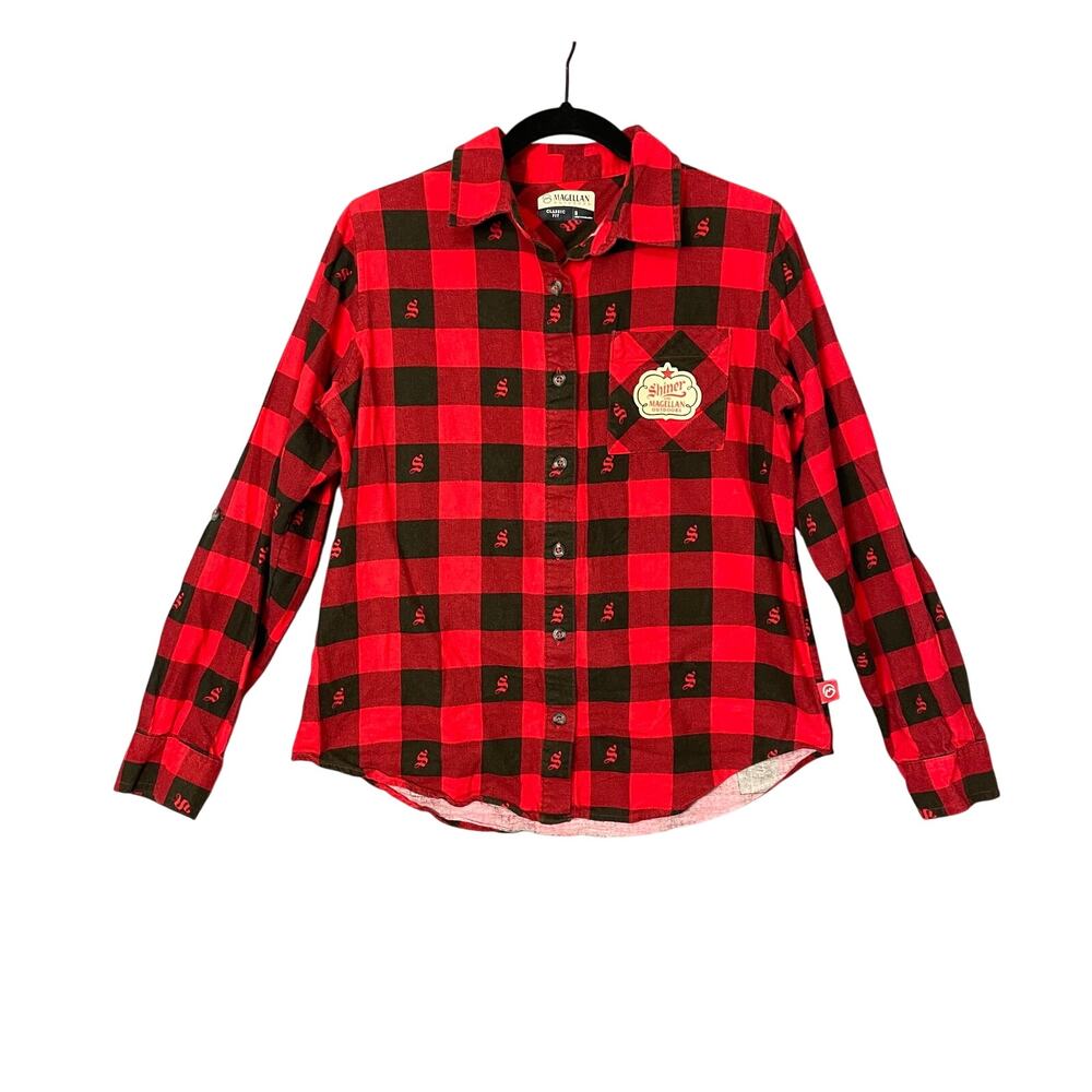 Magellan Shiner Beer Classic Fit Plaid Flannel Shirt Size Small Gorpcore Cotton
